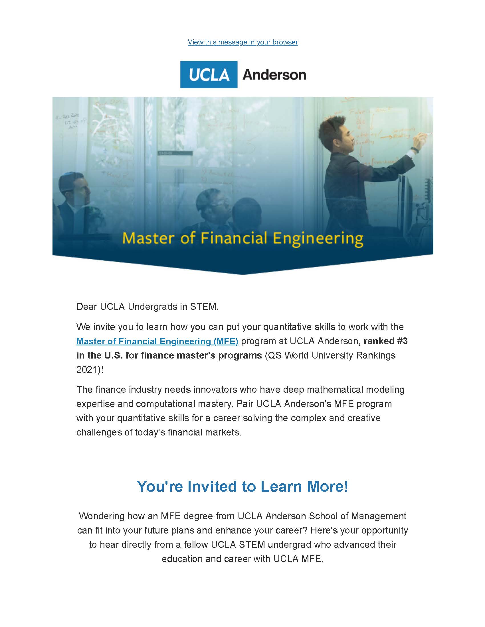 UCLA Master of Financial Engineering (MFE) – You&rsquo;re Invited 